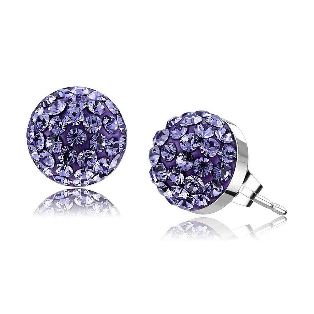 TK3551 - High polished (no plating) Stainless Steel Earrings with Top Grade Crystal in Tanzanite - Alamode - Flyclothing LLC