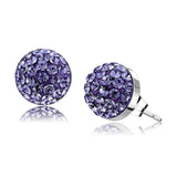 TK3551 - High polished (no plating) Stainless Steel Earrings with Top Grade Crystal in Tanzanite - Alamode - Flyclothing LLC