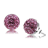 TK3553 - High polished (no plating) Stainless Steel Earrings with Top Grade Crystal in Rose - Alamode - Flyclothing LLC