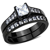 TK3555 - IP Black(Ion Plating) Stainless Steel Ring with AAA Grade CZ in Clear - Alamode - Flyclothing LLC