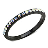 TK3556 - IP Black(Ion Plating) Stainless Steel Ring with Top Grade Crystal in Aurora Borealis (Rainbow Effect) - Alamode - Flyclothing LLC