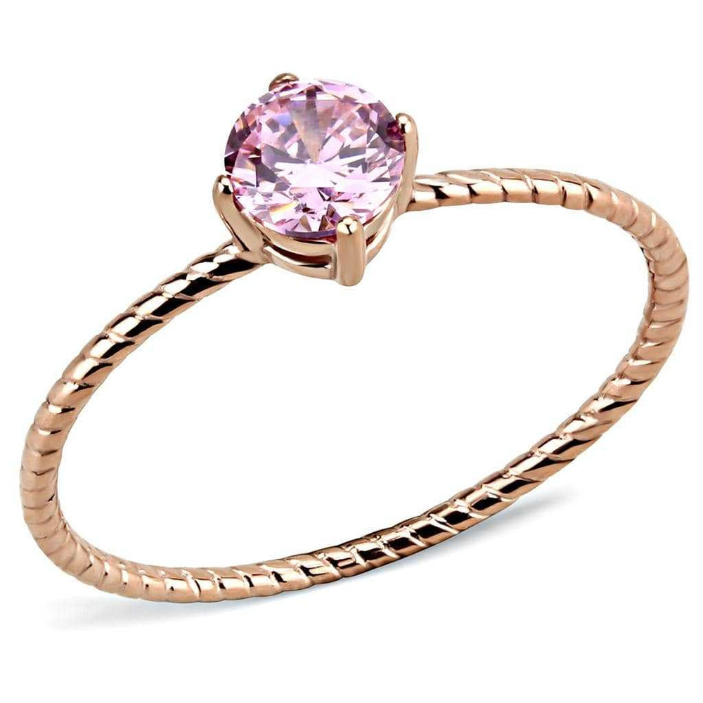 TK3558 - IP Rose Gold(Ion Plating) Stainless Steel Ring with AAA Grade CZ in Rose - Alamode - Flyclothing LLC