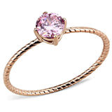 TK3558 - IP Rose Gold(Ion Plating) Stainless Steel Ring with AAA Grade CZ in Rose - Alamode - Flyclothing LLC