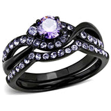 TK3560 - IP Black(Ion Plating) Stainless Steel Ring with AAA Grade CZ in Amethyst - Alamode - Flyclothing LLC