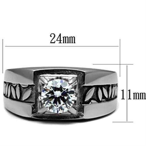 TK356 - High polished (no plating) Stainless Steel Ring with AAA Grade CZ in Clear - Alamode - Flyclothing LLC