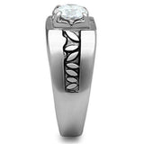 TK356 - High polished (no plating) Stainless Steel Ring with AAA Grade CZ in Clear - Alamode - Flyclothing LLC