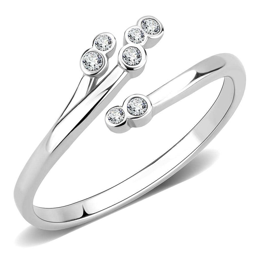 TK3570 - No Plating Stainless Steel Ring with AAA Grade CZ in Clear - Alamode - Flyclothing LLC