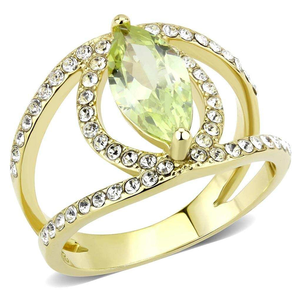 TK3578 - IP Gold(Ion Plating) Stainless Steel Ring with AAA Grade CZ in Apple Green color - Alamode - Flyclothing LLC