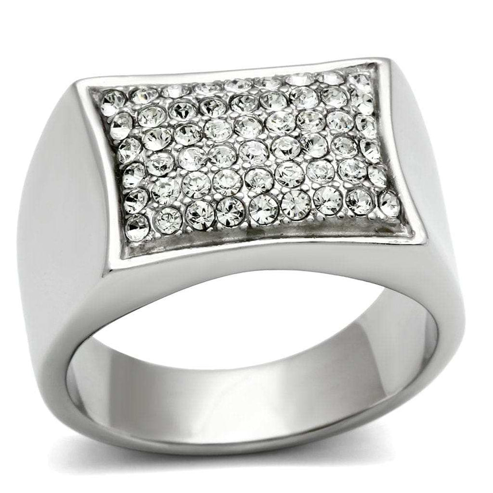 TK357 - High polished (no plating) Stainless Steel Ring with Top Grade Crystal in Clear - Alamode - Flyclothing LLC