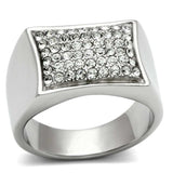 TK357 - High polished (no plating) Stainless Steel Ring with Top Grade Crystal in Clear - Alamode - Flyclothing LLC