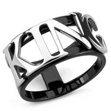 TK3583 - Two-Tone IP Black (Ion Plating) Stainless Steel Ring with No Stone - Alamode - Flyclothing LLC