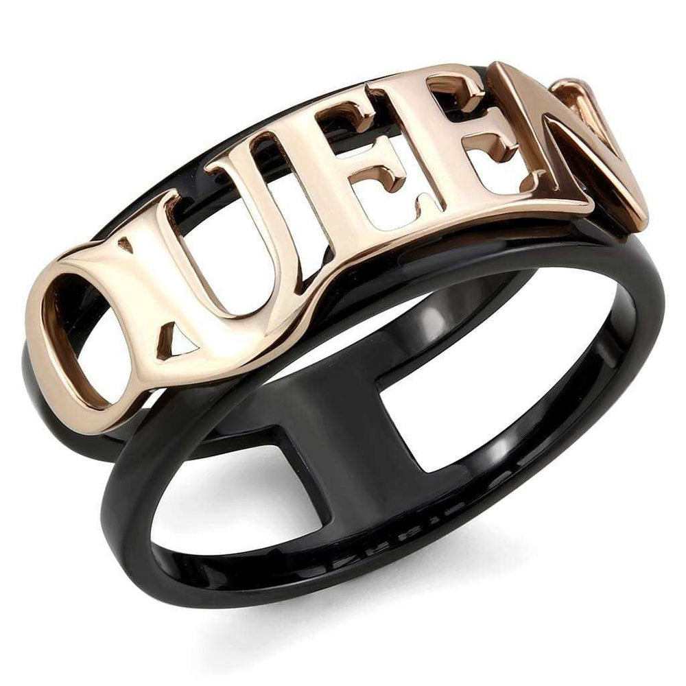 TK3584 - IP Rose Gold+ IP Black (Ion Plating) Stainless Steel Ring with No Stone - Alamode - Flyclothing LLC