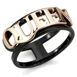 TK3584 - IP Rose Gold+ IP Black (Ion Plating) Stainless Steel Ring with No Stone - Alamode - Flyclothing LLC
