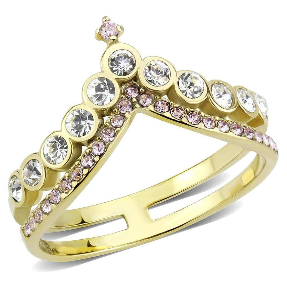 TK3587 - IP Gold(Ion Plating) Stainless Steel Ring with AAA Grade CZ in Rose - Alamode - Flyclothing LLC