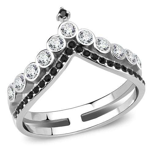TK3588 - No Plating Stainless Steel Ring with Top Grade Crystal in Clear - Alamode - Flyclothing LLC