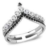 TK3588 - No Plating Stainless Steel Ring with Top Grade Crystal in Clear - Alamode - Flyclothing LLC