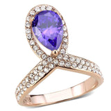 TK3589 - IP Rose Gold(Ion Plating) Stainless Steel Ring with AAA Grade CZ in Tanzanite - Alamode - Flyclothing LLC