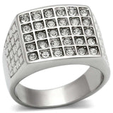 TK358 - High polished (no plating) Stainless Steel Ring with Top Grade Crystal in Clear - Alamode - Flyclothing LLC