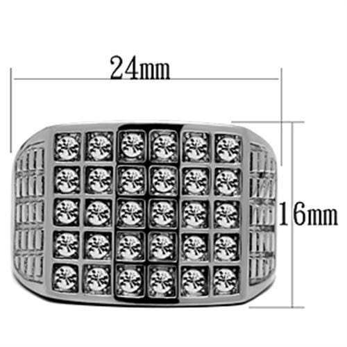 TK358 - High polished (no plating) Stainless Steel Ring with Top Grade Crystal in Clear - Alamode - Flyclothing LLC