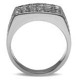 TK358 - High polished (no plating) Stainless Steel Ring with Top Grade Crystal in Clear - Alamode - Flyclothing LLC