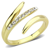 TK3590 - IP Gold(Ion Plating) Stainless Steel Ring with Top Grade Crystal in Clear - Alamode - Flyclothing LLC