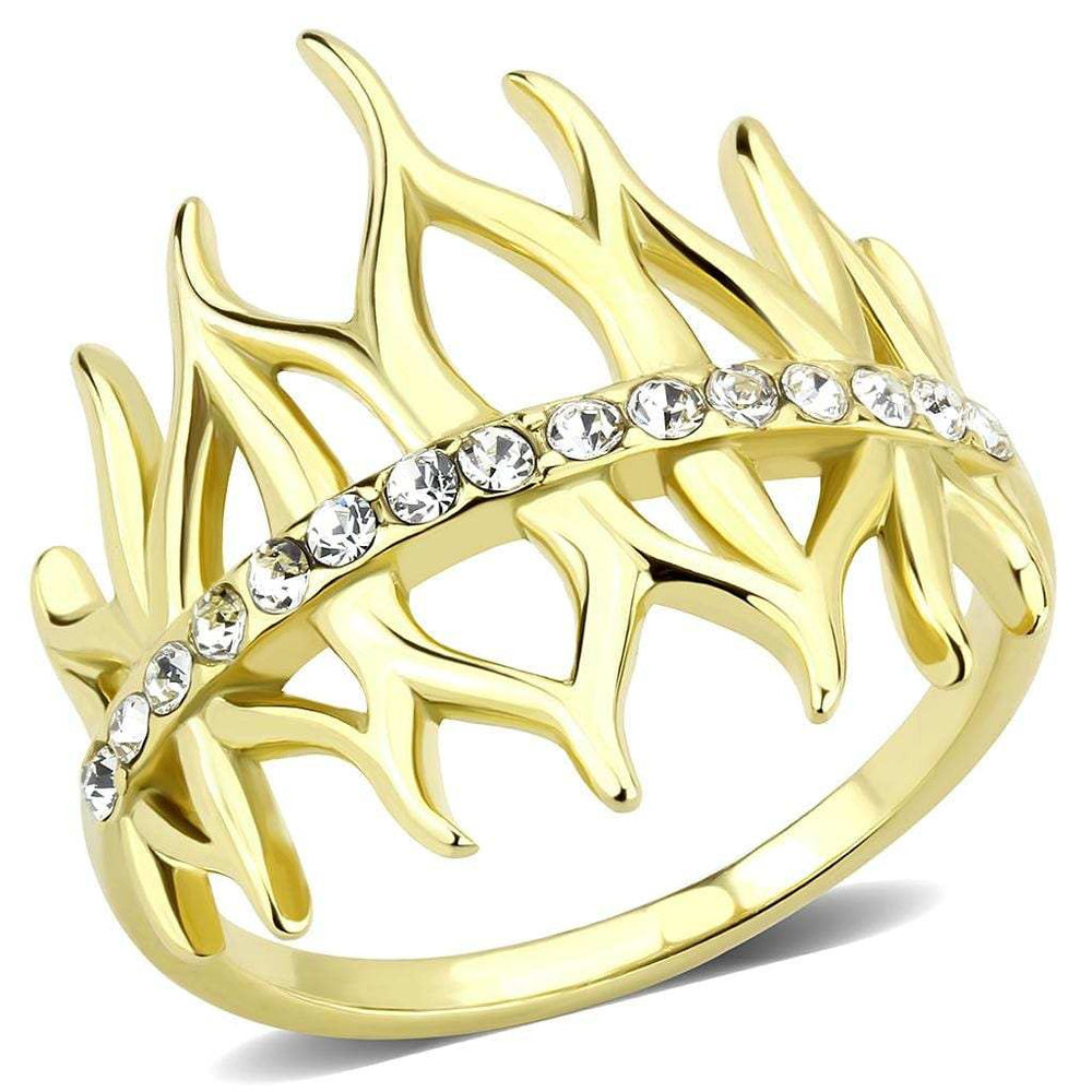 TK3595 - IP Gold(Ion Plating) Stainless Steel Ring with Top Grade Crystal in Clear - Alamode - Flyclothing LLC