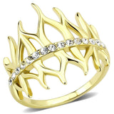 TK3595 - IP Gold(Ion Plating) Stainless Steel Ring with Top Grade Crystal in Clear - Alamode - Flyclothing LLC