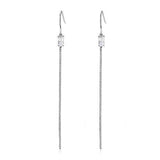 TK3599 - High polished (no plating) Stainless Steel Earrings with AAA Grade CZ in Clear - Alamode - Flyclothing LLC