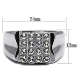 TK359 - High polished (no plating) Stainless Steel Ring with Top Grade Crystal in Clear - Alamode - Flyclothing LLC