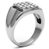 TK359 - High polished (no plating) Stainless Steel Ring with Top Grade Crystal in Clear - Alamode - Flyclothing LLC