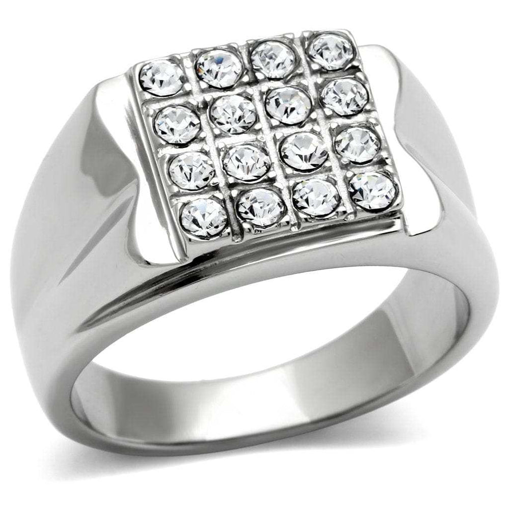 TK359 - High polished (no plating) Stainless Steel Ring with Top Grade Crystal in Clear - Alamode - Flyclothing LLC
