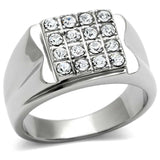 TK359 - High polished (no plating) Stainless Steel Ring with Top Grade Crystal in Clear - Alamode - Flyclothing LLC