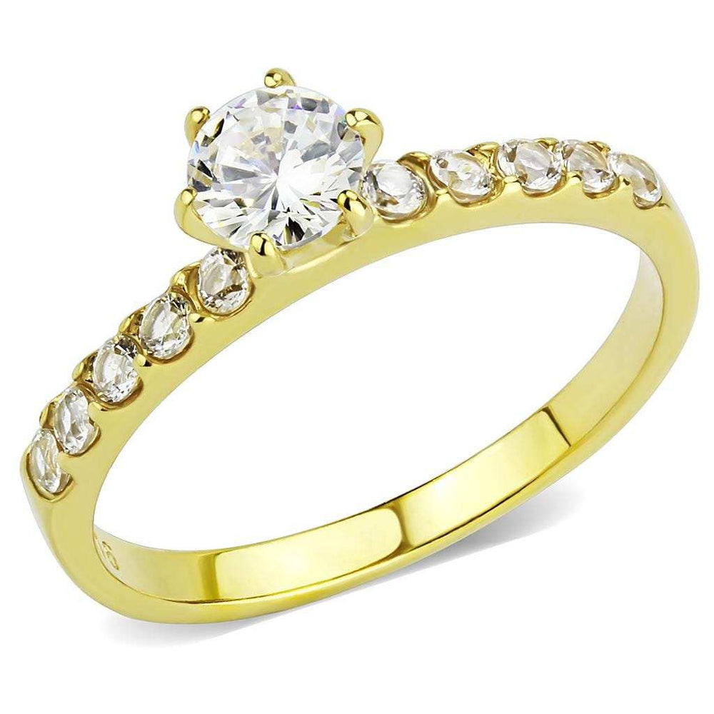 TK3605 - IP Gold(Ion Plating) Stainless Steel Ring with AAA Grade CZ in Clear - Alamode - Flyclothing LLC