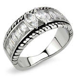 TK3606 - No Plating Stainless Steel Ring with AAA Grade CZ in Clear - Alamode - Flyclothing LLC