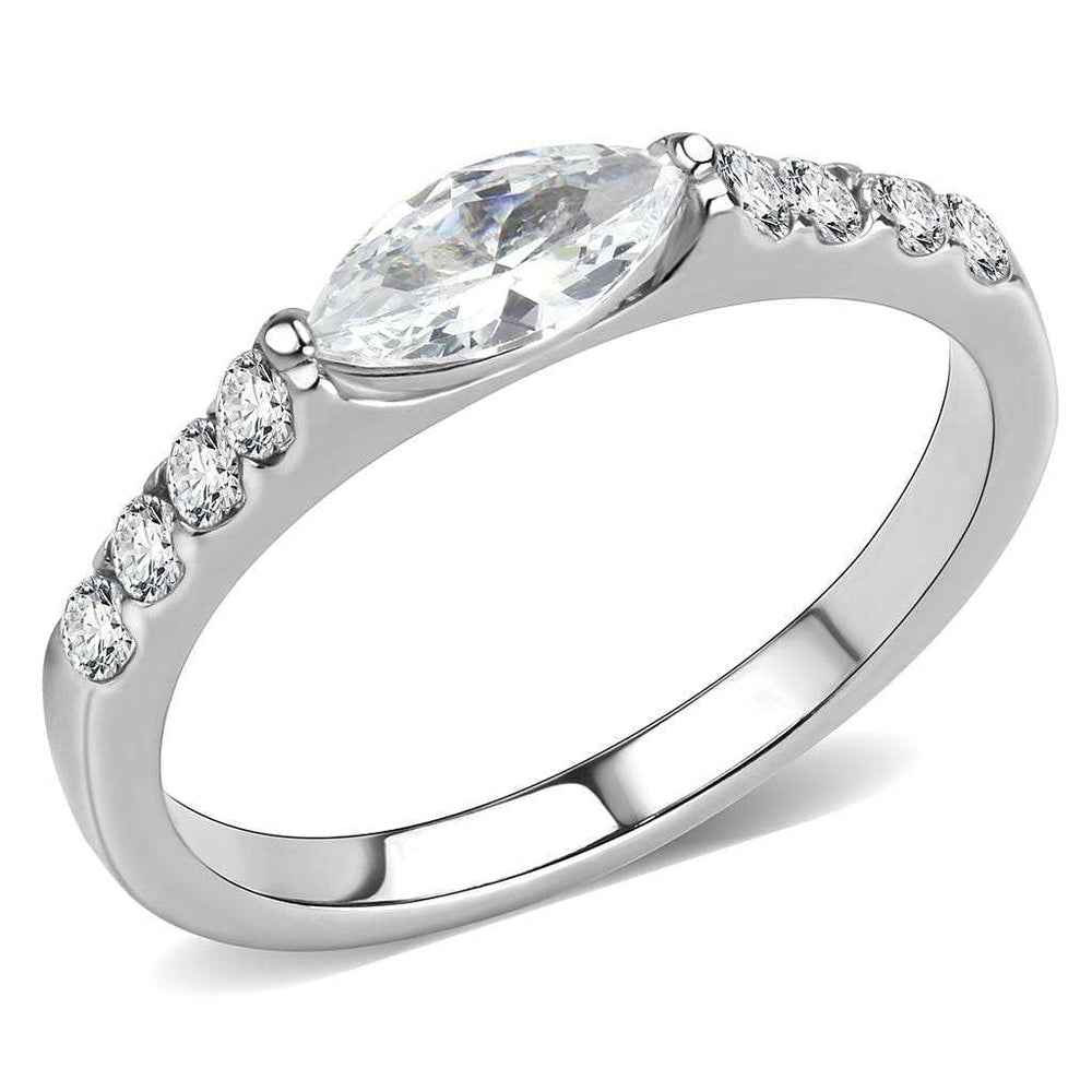 TK3607 - No Plating Stainless Steel Ring with AAA Grade CZ in Clear - Alamode - Flyclothing LLC