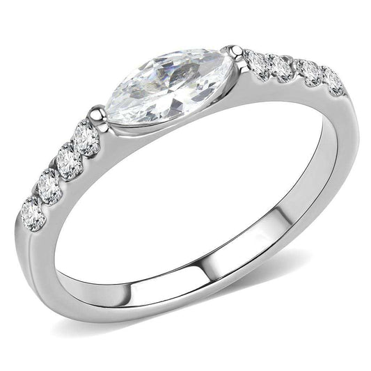 TK3607 - No Plating Stainless Steel Ring with AAA Grade CZ in Clear - Alamode - Flyclothing LLC