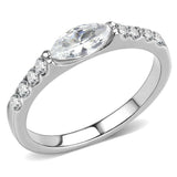 TK3607 - No Plating Stainless Steel Ring with AAA Grade CZ in Clear - Alamode - Flyclothing LLC