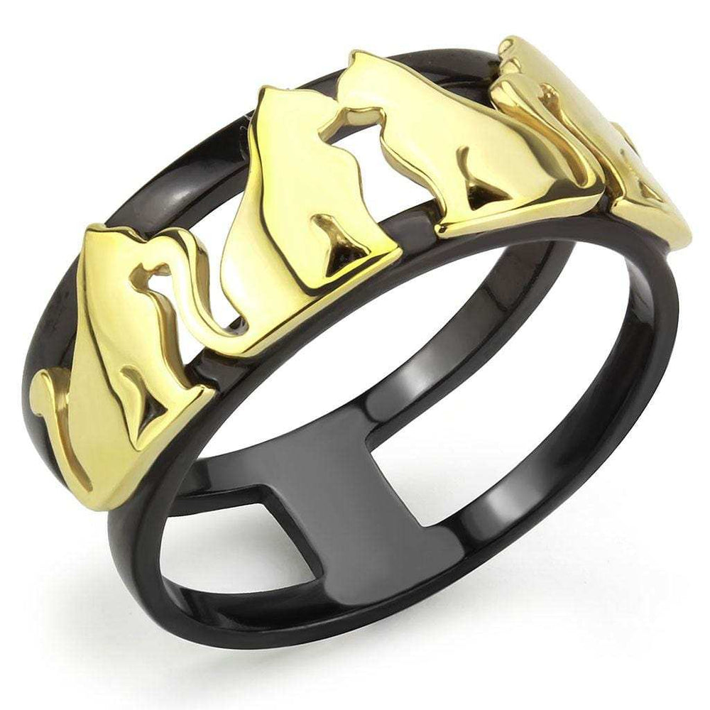 TK3609 - IP Gold+ IP Black (Ion Plating) Stainless Steel Ring with No Stone - Alamode - Flyclothing LLC