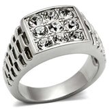 TK360 - High polished (no plating) Stainless Steel Ring with Top Grade Crystal in Clear - Alamode - Flyclothing LLC