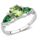TK3610 - No Plating Stainless Steel Ring with Crystal in Peridot - Alamode - Flyclothing LLC
