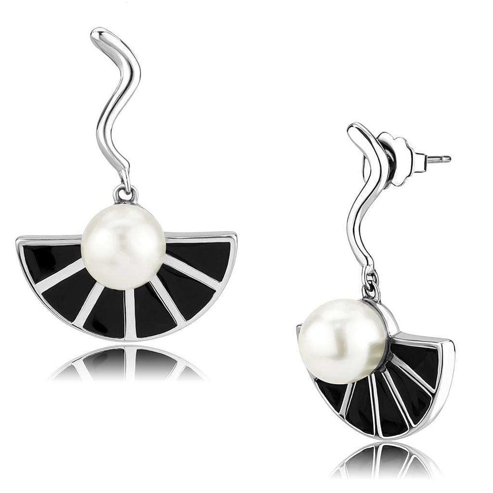 TK3612 - No Plating Stainless Steel Earrings with Synthetic Pearl in White - Alamode - Flyclothing LLC