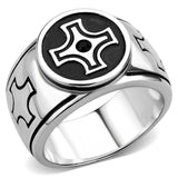 TK3617 - High polished (no plating) Stainless Steel Ring with Top Grade Crystal in Jet - Alamode - Flyclothing LLC