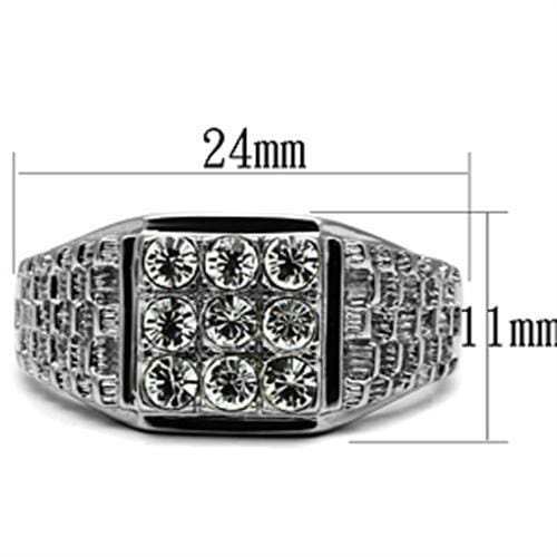TK361 - High polished (no plating) Stainless Steel Ring with Top Grade Crystal in Clear - Alamode - Flyclothing LLC