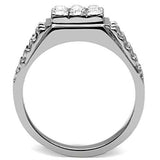 TK361 - High polished (no plating) Stainless Steel Ring with Top Grade Crystal in Clear - Alamode - Flyclothing LLC
