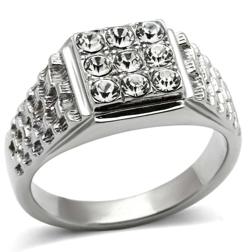 TK361 - High polished (no plating) Stainless Steel Ring with Top Grade Crystal in Clear - Alamode - Flyclothing LLC