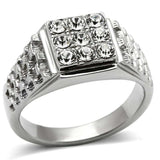 TK361 - High polished (no plating) Stainless Steel Ring with Top Grade Crystal in Clear - Alamode - Flyclothing LLC