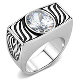 TK3620 - High polished (no plating) Stainless Steel Ring with AAA Grade CZ in Clear - Alamode - Flyclothing LLC