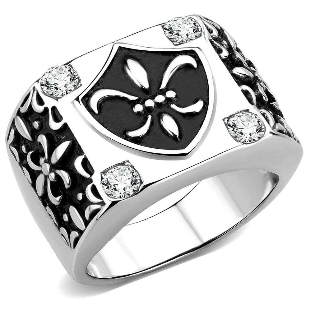 TK3621 - High polished (no plating) Stainless Steel Ring with AAA Grade CZ in Clear - Alamode - Flyclothing LLC