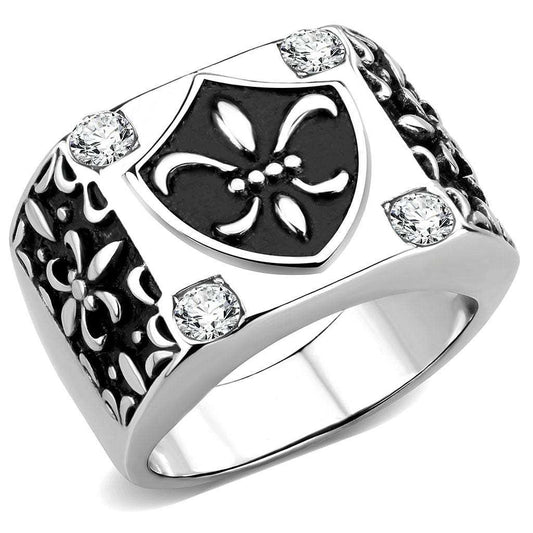 TK3621 - High polished (no plating) Stainless Steel Ring with AAA Grade CZ in Clear - Alamode - Flyclothing LLC