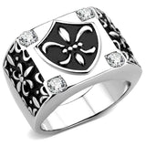 TK3621 - High polished (no plating) Stainless Steel Ring with AAA Grade CZ in Clear - Alamode - Flyclothing LLC